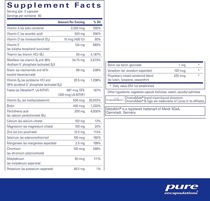 Pure Encapsulations Nutrient 950 Without Copper, Iron, & Iodine | Antioxidant Multivitamin and Mineral Supplement to Support Optimal Health and Physiological Functions* | 180 Capsules