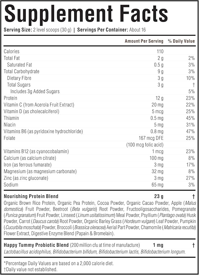 WelleCo The Super Kids Elixir Vegan Protein Powder Chocolate Shake with Prebiotics and Probiotics, Real Fruits & Veggies, Supports Cognitive Function, Immunity & Energy, for Kids Ages 4+, 17.6 oz Tin