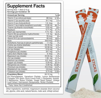 Truehope EMPowerPlus Ultimate Sticks Daily Multi-Supplement to Support Overall Wellness - Dairy-Free, Gluten-Free, Sugar-Free, Vegan, Non-GMO - 30 Sticks, Tropical Punch