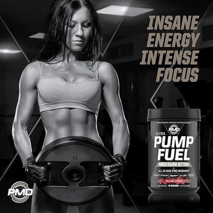 PMD Sports Ultra Pump Fuel - Pre Workout Drink Mix - Energy, Strength, Endurance, Recovery - Complex Carbohydrates and Amino Energy - Island Punch (30 Servings)