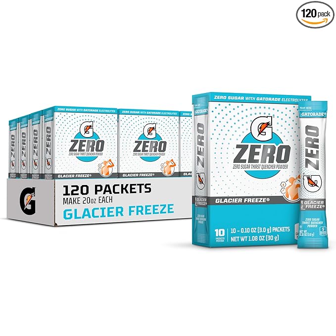 Gatorade G Zero Powder, Glacier Freeze, 0.10 oz Packets (120 Pack)