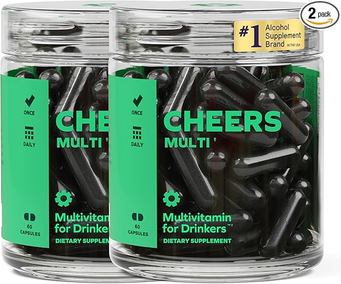 Cheers Multi | Multivitamin for Drinkers | Replenish Lost Vitamins from Drinking & Support Overall Health | 60 Doses | Choline, Betaine, Niacin, B-Vitamins | Daily Multivitamin Supplement