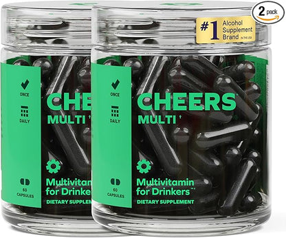 Cheers Multi | Multivitamin for Drinkers | Replenish Lost Vitamins from Drinking & Support Overall Health | 60 Doses | Choline, Betaine, Niacin, B-Vitamins | Daily Multivitamin Supplement