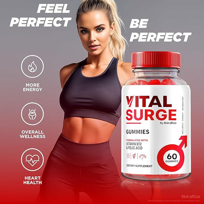 (2 Pack) Vital Surge Gummies, VitalSurge Gummies All Natural, Vital Surge Gomitas, Apple Cider Vinegar Supplement, Official Vital Surge Gummies Reviews (120 Gummies)