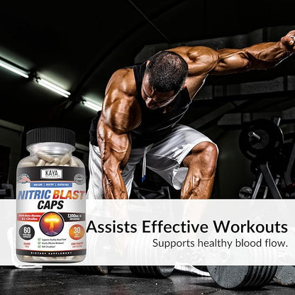 Kaya Naturals - Nitric Blast Potent All-Natural Herbal Supplement for Maximum Health Benefits | Pre-Workout | Increased Energy | Improved Nighttime Performance (60 Count (Pack of 1))