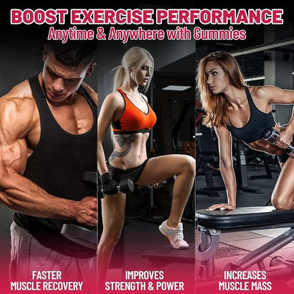 Creatine Monohydrate Gummies for Men & Women 120 CT - 7200mg of Creatine Monohydrate per Serving, Chewable Creatine Monohydrate for Muscle Support & Energy Boost, Sugar Free, Vegan (Strawberry Flavor)