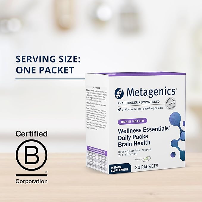Metagenics Wellness Essentials Brain Health - Comprehensive Brain Support* - with Alpha Lipoic Acid, Biotin, DHA, Folate & More - Gluten-Free - 30 Packets