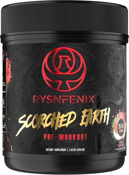 Scorched Earth Pre Workout Powder - Energy & Focus with Dual-Source Caffeine, Nootropics | Pumps from Citrulline, Beta Alanine, Nitrosigine®, GlycerPump™ (Tiger's Blood)