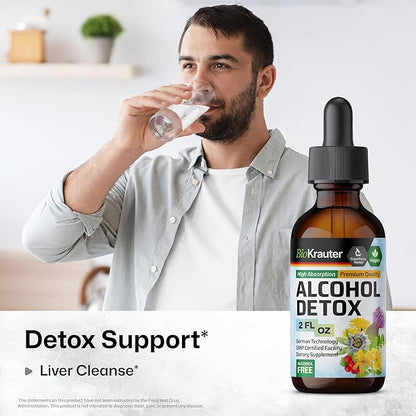 BIO KRAUTER Alcohol Detox Tincture - Liver Cleanse & Detox Formula - Milk Thistle & Dandelion - Liver Support Liquid Extract - Alcohol and Sugar Free - Vegan Liver Detox Drops 2 Fl.Oz.