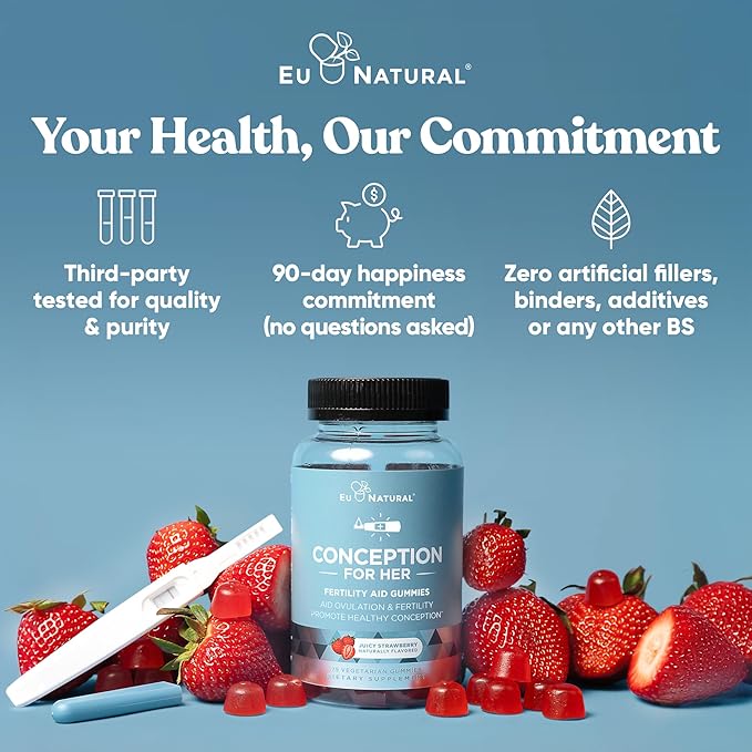 Conception for Her Fertility Gummies - Fertility Supplements for Women with Myo Inositol, Folate & More Essential Nutrients - Delicious Juicy Strawberry Hormone Balance Vitamins, 75 ct Gummies