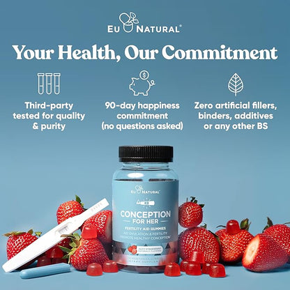Conception for Her Fertility Gummies - Fertility Supplements for Women with Myo Inositol, Folate & More Essential Nutrients - Delicious Juicy Strawberry Hormone Balance Vitamins, 75 ct Gummies