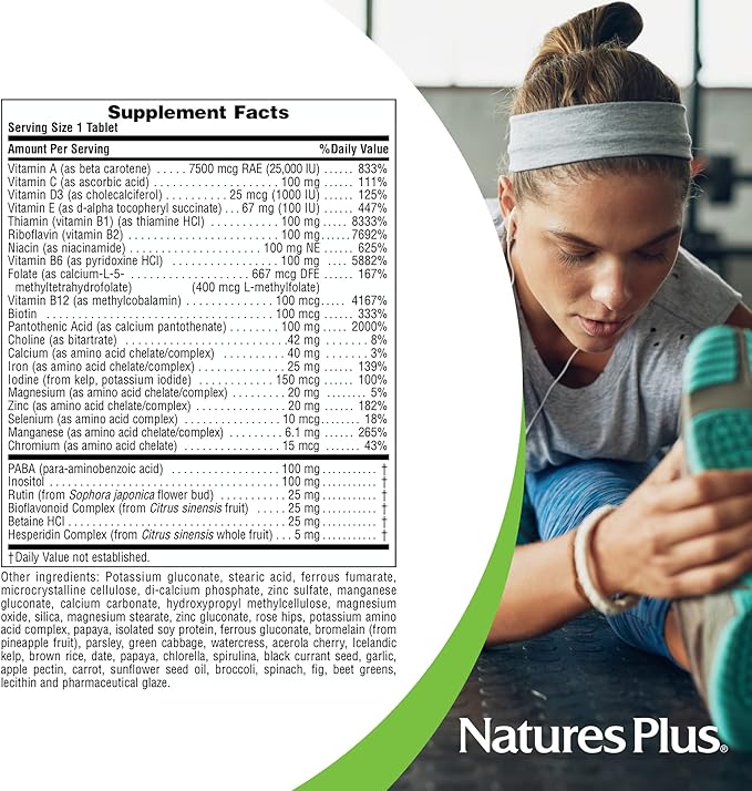 Natures Plus Ultra II Multivitamin, Sustained Release - 180 Vegetarian Tablets - Daily Whole Food Vitamin & Mineral Supplement for Overall Health - Natural Energy Booster - 180 Servings