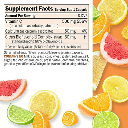 Andrew Lessman Vitamin C 500 Complex 360 Capsules – Non-Acidic Vitamin C Plus Citrus Bioflavonoids for Immune System and Anti-Oxidant Support, No Stomach Upset, Small Easy to Swallow Capsules
