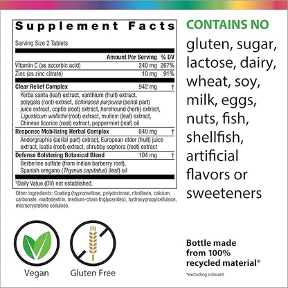 Rainbow Light Counter Attack Immune Support, Dietary Supplement Provides Immune Support, With Vitamin C, Zinc and 3 Targeted Herbal Blends, Vegan and Gluten Free, 90 Count