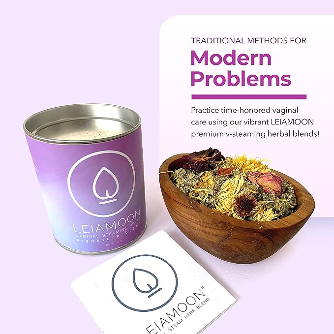 Yoni Steam Herbs Signature Blend, Yoni Herbs for Cleansing and Toning, Use in V Steam Seat or Sitz Bath, Up to 11 Steams, 1.5 oz - Leiamoon