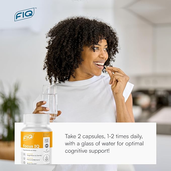 FIQ - Focus IQ - Brain Supplements for Memory and Focus - Memory Supplements - Cognitive Support - 60 Capsules