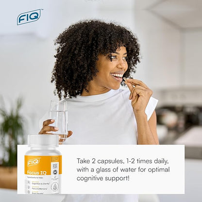 FIQ - Focus IQ - Brain Supplements for Memory and Focus - Memory Supplements - Cognitive Support - 60 Capsules