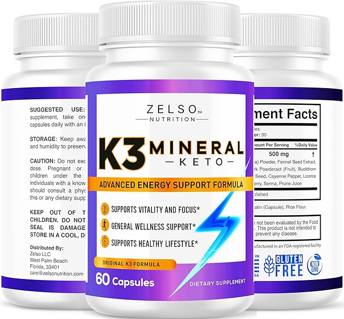 K3 Mineral Weight Loss Pills for Women and Men - K3 Salt Mineral, Vitamin + K3 Capsules Supplement for Weight Loss - 30 Days Supply
