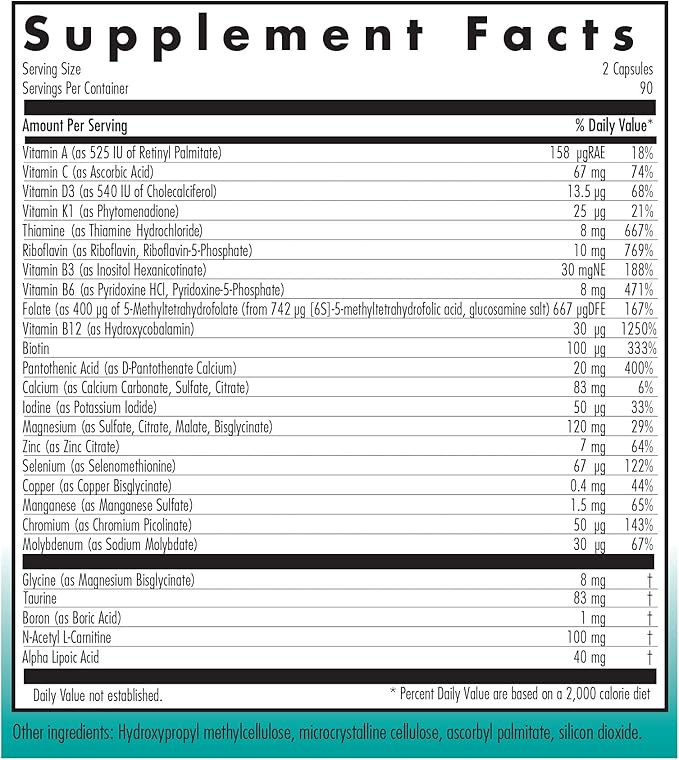 Nutricology MVM-A Supplement - Multivitamin for Men & Women, with Iron, Daily Vitamins, for Adults, High Potency, Bioavailable, Vegetarian Capsules - 180 Count