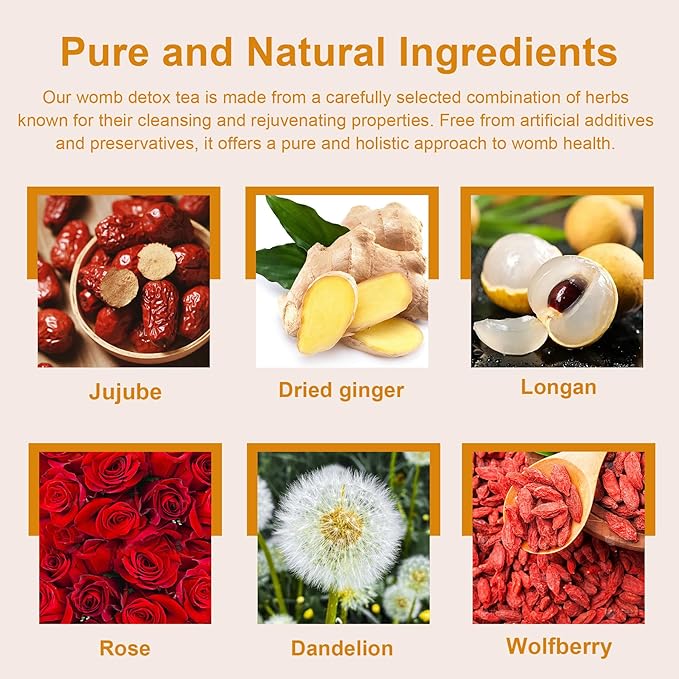 Auranic Natural Womb Detox Tea, Uterus Cleansing Detox Tea for Women to Get Pregnant Fast Fertility Tea, Herbal Fibroid Tea for Relieve Menstrual & Period Cramps, Uterus Cleanse Woman Health Care