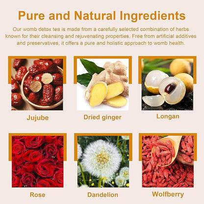 Auranic Natural Womb Detox Tea, Uterus Cleansing Detox Tea for Women to Get Pregnant Fast Fertility Tea, Herbal Fibroid Tea for Relieve Menstrual & Period Cramps, Uterus Cleanse Woman Health Care