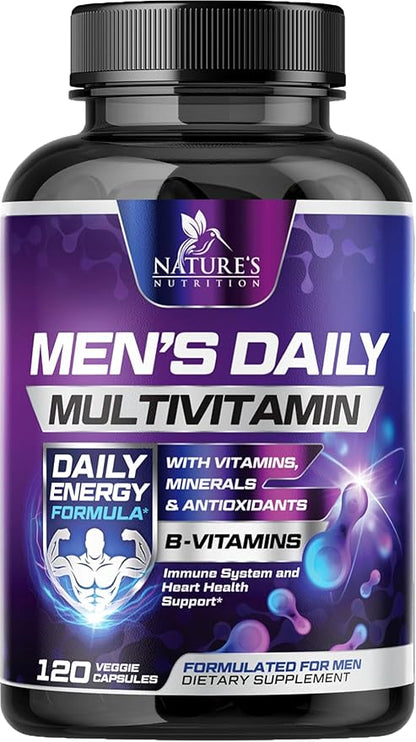 Multivitamin for Men - Mens Multivitamins for Daily Nutritional Support, Men's Multivitamin with Vitamin A, C, D, E, B12, Zinc & More, Immune Health & Energy Support Vitamins Supplement - 120 Capsules