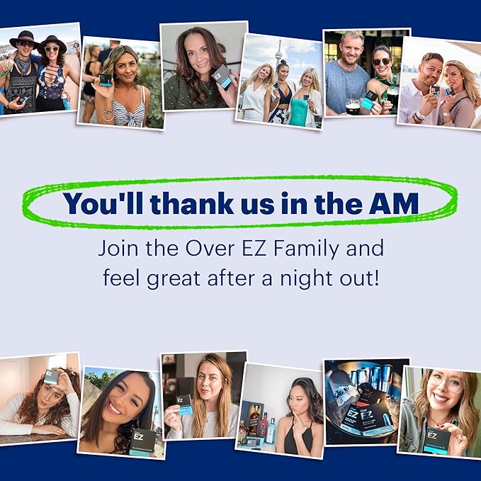 OVER EZ Pre-Drink Supplement - Party Recovery & Prevention Pills for a Night Out & Better Mornings (12 Capsules) & Milk Thistle, Amino Acids, Vitamin Bs