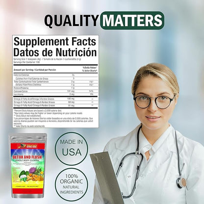 NELCIA'S NATURAL HERBS- DETOX & FLUSH, Whole Body Cleanse in 21 Days- Dietary Supplement - 14 oz - Enhanced with Milk Thistle Extract