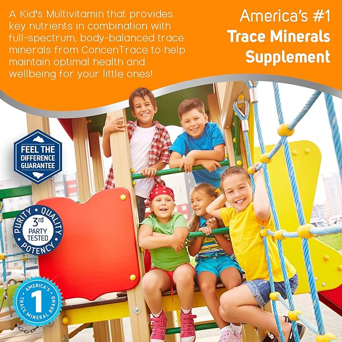 Trace Minerals | Kid's Multi Liquid Multivitamin Supplement with Vitamin C, Zinc, & Minerals | Supports Healthy Bones and Immunity | Natural Citrus Punch Flavor | 48 Servings, 8 fl oz (1 Pack)