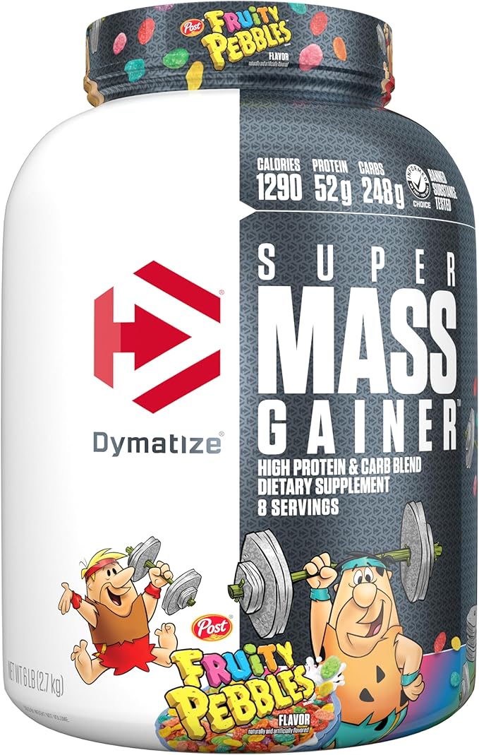 Dymatize Super Mass Gainer Protein Powder, 1290 Calories & 52g Protein, Mixes Easily, Tastes Delicious, Fruity Pebbles, 6 Pound
