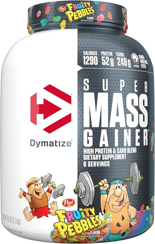 Dymatize Super Mass Gainer Protein Powder, 1290 Calories & 52g Protein, Mixes Easily, Tastes Delicious, Fruity Pebbles, 6 Pound