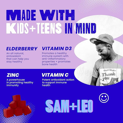 Immunity Gummies - All Natural, Vegan Immune Support for Kids & Teens - Echinacea, Vitamin C, Vitamin D3, Propolis and Elderberry Gummies - Berry Flavor - 60/ct