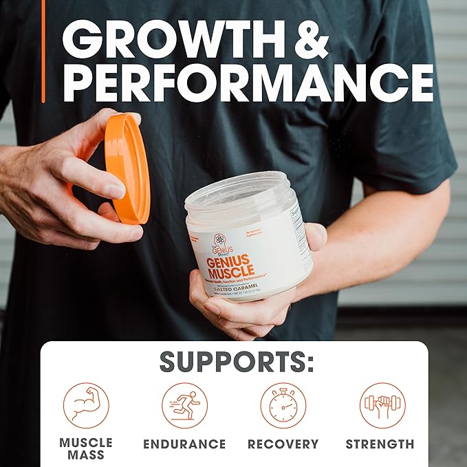 Genius Muscle Builder & Mass Gainer Supplement, Salted Caramel - 100% Naturally Flavored & Sweetened - Anabolic Activator for Men & Women - Weight Gainer, Lean Muscle Growth for Bodybuilding