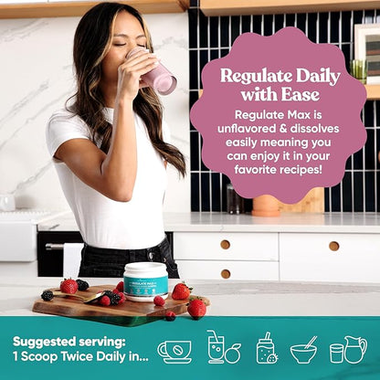 Eu Natural Regulate MAX Myo-Inositol & D-Chiro Inositol Supplement Powder for Women with Vitamin D & Folate PCOS Nutritional Support, Hormone Balance & Fertility Support, Unflavored 60 Servings