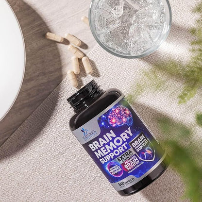 Nootropic Brain Supplements for Memory and Focus - 40 Nootropics & Vitamins to Support Clarity & Concentration, Brain Health Memory Pills with Phosphatidylserine Bacopa Huperzine & DMAE - 240 Capsules