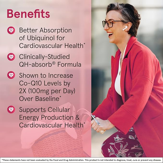 Jarrow Formulas QH-Absorb, 100 mg, Ubiquinol Dietary Supplement for Healthy Cardiovascular Function, 120 Softgels, 120 Day Supply