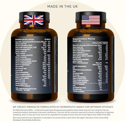 Inessa Methylated Multivitamin for Men - Advanced Natural Daily Mens Multivitamins with CoQ10 100mg, Vitamins D3, K2, A, B Complex Vitamins, Folic Acid & Zinc - 60 Vegan Tablets for Men & Women