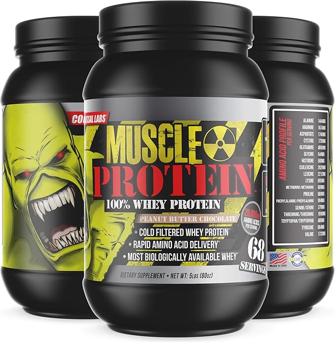 Muscle Mass Whey Protein [5 lbs/Pack of 1]–Peanut Butter, Cold Filtered, 25g Pure Protein, 6.6g BCAAs/Serving (Packaging May Vary)