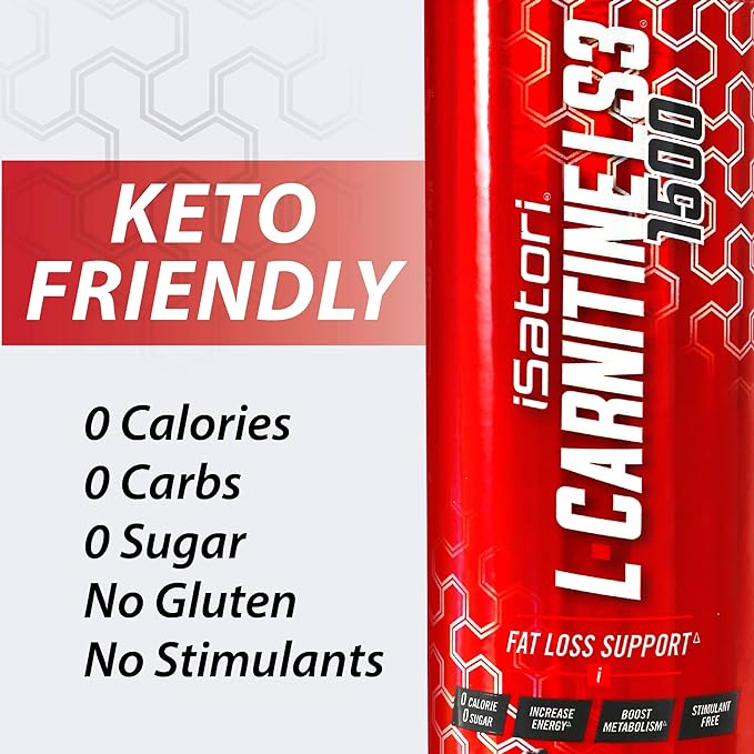 iSatori L-Carnitine LS3 1500, Liquid L-Carnitine with Acetyl L-Carnitine, L-Carnitine L-Tartrate, Stimulant Free Pre Workout, No Calories, Sugar, Gluten, Keto-Friendly, Blue Raspberry (32 Servings)