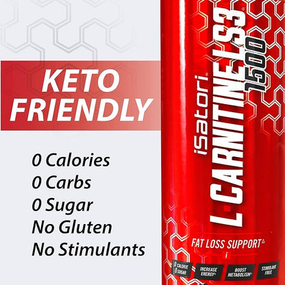 iSatori L-Carnitine LS3 1500, Liquid L-Carnitine with Acetyl L-Carnitine, L-Carnitine L-Tartrate, Stimulant Free Pre Workout, No Calories, Sugar, Gluten, Keto-Friendly, Blue Raspberry (32 Servings)