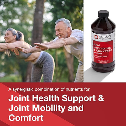 Protocol Liquid Glucosamine & Chondroitin with MSM - Joint Support* - Chondroitin MSM Supplement - Egg Free & Dairy Free - 16 fl oz