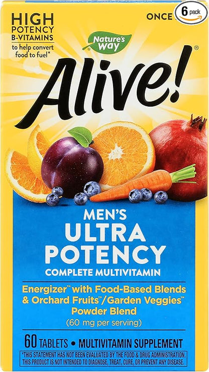 Natures Way Alive Once Daily Men's, 60 Tablets (Pack of 6)