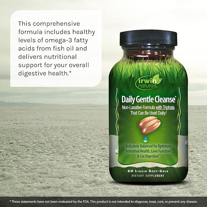 Irwin Naturals Daily Gentle Cleanse - 60 Liquid Soft-Gels, Pack of 2 - Non-Laxative Formula with Triphala