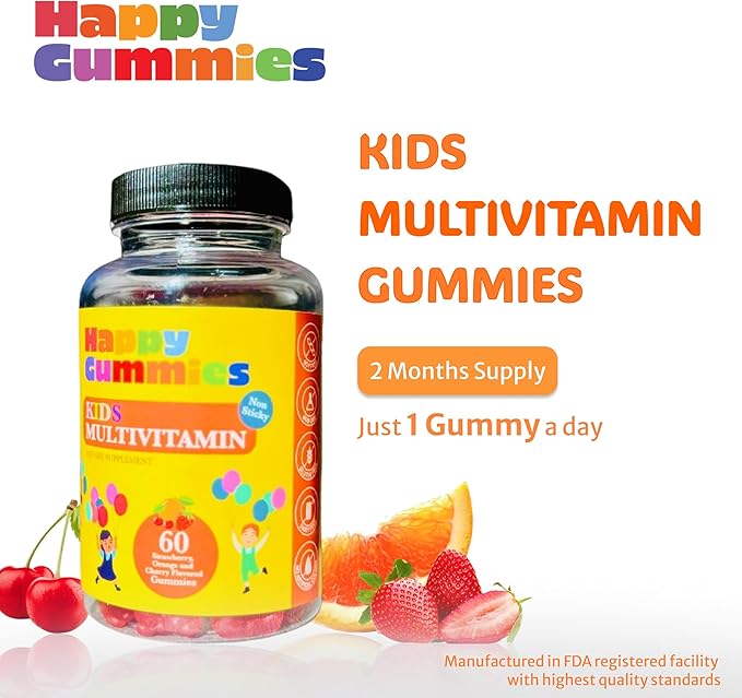 Kids Multivitamin, 60ct Strawberry, Orange and Cherry Flavored Gummies