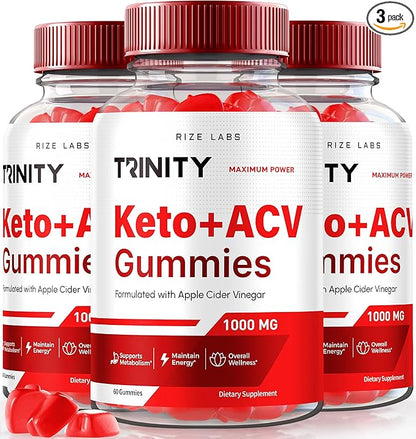 Trinity Keto+ACV Gummies for Advanced Weight Loss, All Natural Apple Cider Vinegar Supplement, 500 mg (180 Gummies)