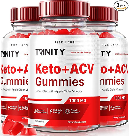 Trinity Keto+ACV Gummies for Advanced Weight Loss, All Natural Apple Cider Vinegar Supplement, 500 mg (180 Gummies)
