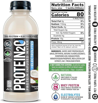Protein2o 15g Whey Protein Isolate Infused Water Plus Electrolytes, Sugar Free Sports Drink, Ready To Drink, Gluten Free, Lactose Free, Electrolyte Variety Pack, 16.9 fl oz Bottle (12 Count)