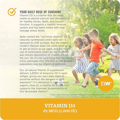 NatureWise Vitamin D3 1000iu (25 mcg) 200-Day Supply for Immune Support, Healthy Muscle Function, and Bone Health - Non-GMO, Gluten Free in Organic Extra Virgin Olive Oil, (Mini Softgel), 200 Count
