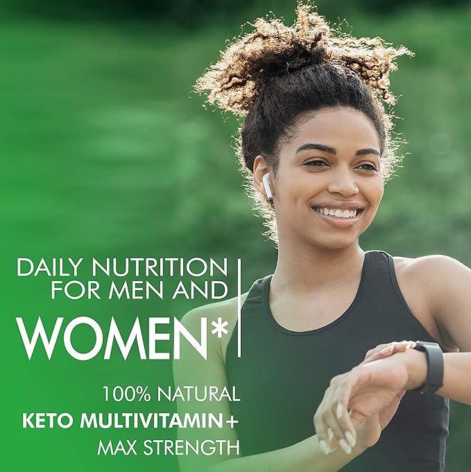 Keto Multivitamin for Women and Men - 35 Potent, Pure Ingredients - Vitamin C, Vitamin D, Vitamin A, Vitamin E and Zinc for Immune Support - Non GMO, Gluten Free, Sugar Free, All Natural - 30 Day