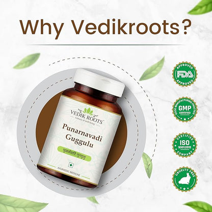 Punarnavadi Guggulu - Supports Kidney and Liver Health | Promotes Natural Fluid Balance | Ayurvedic Herbal Supplement | 60 Tablets